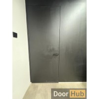 Black Painted Interior Door with Royal Black Anodized Profile – Developer Supply UAE
